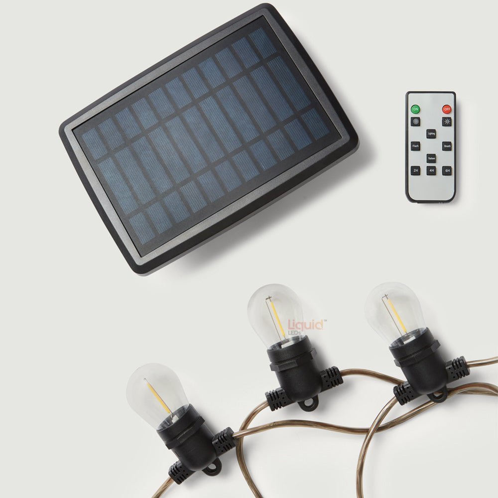 15m Solar Festoon Fairy String Lights with 15 LED Bulbs - LiquidLEDs™ - Festoon String