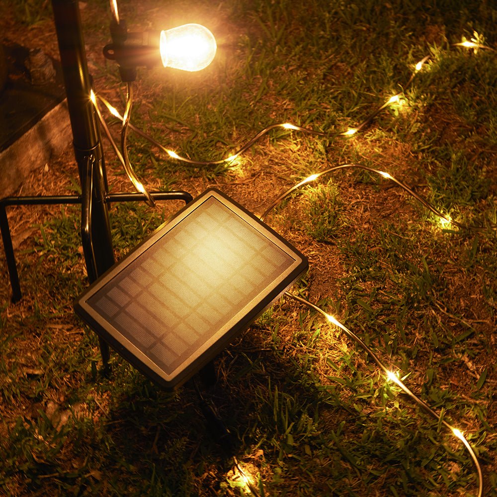 15m Solar Festoon Fairy String Lights with 15 LED Bulbs - LiquidLEDs™ - Festoon String