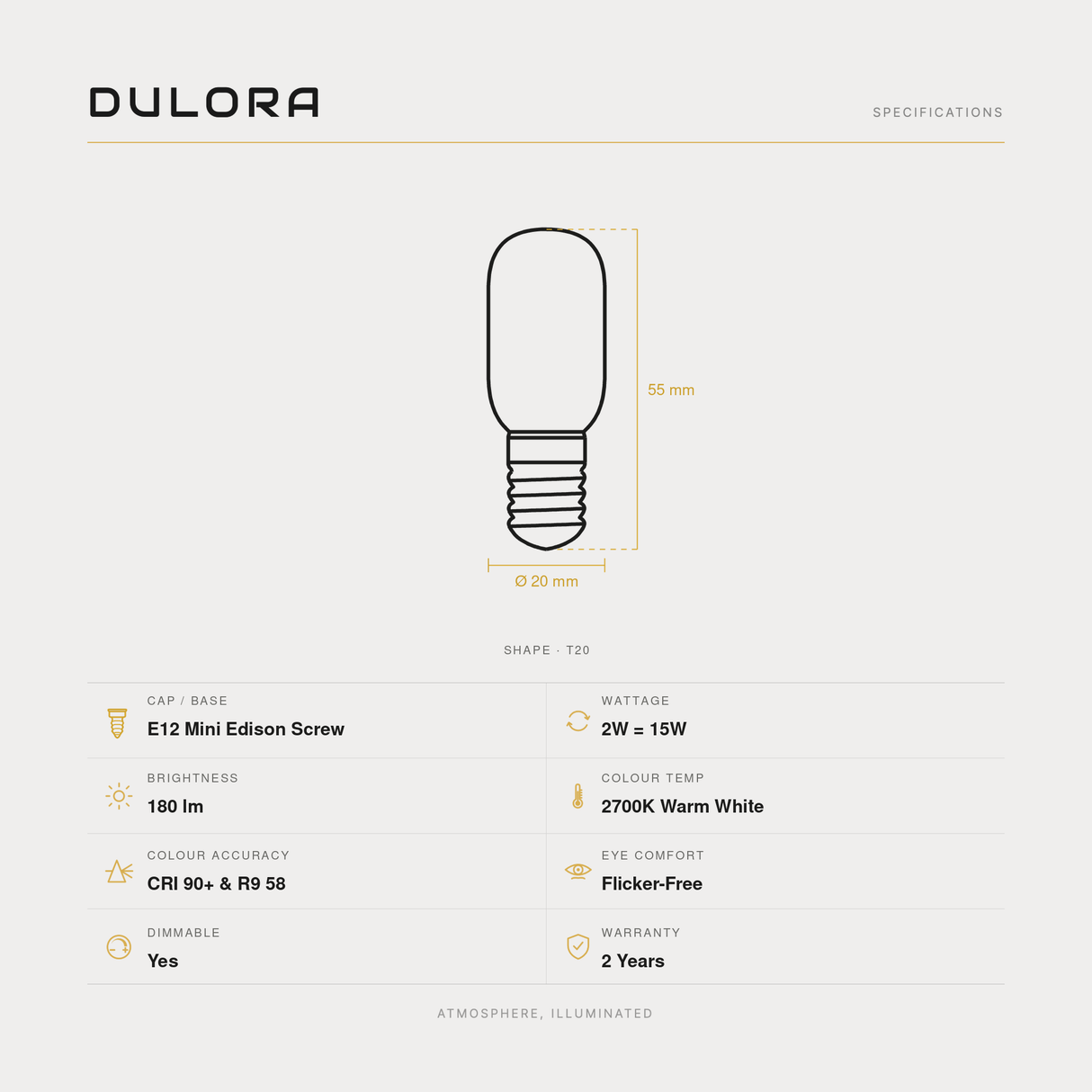 2W Pilot LED Light Bulb E12 in Warm White