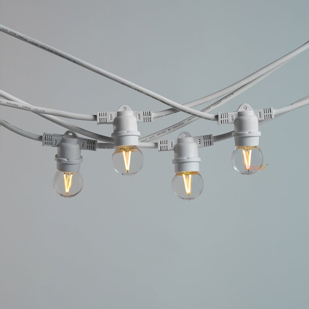 20m White Outdoor Festoon String Lights - LiquidLEDs™ - Festoon String