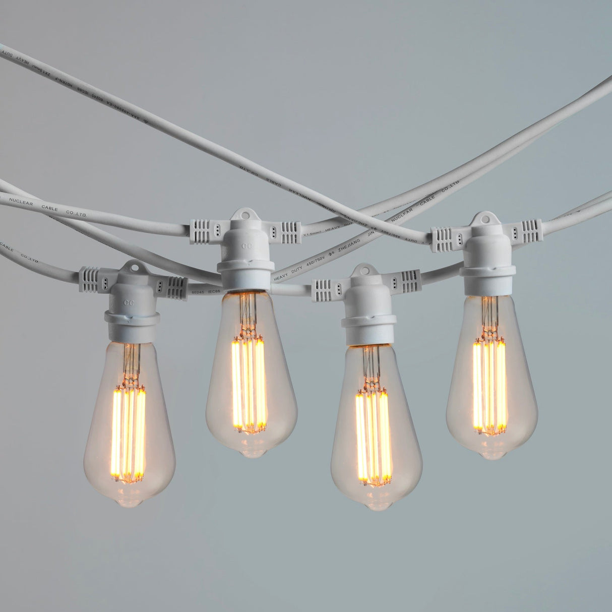 10m White Outdoor Festoon String Lights - LiquidLEDs™ - Festoon String