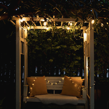 15m Solar Festoon Fairy String Lights with 15 LED Bulbs - LiquidLEDs™ - Festoon String