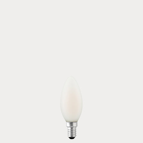Dulora 4.2W Candle LED Bulb E14 Porcelain in Warm White, shown unlit.