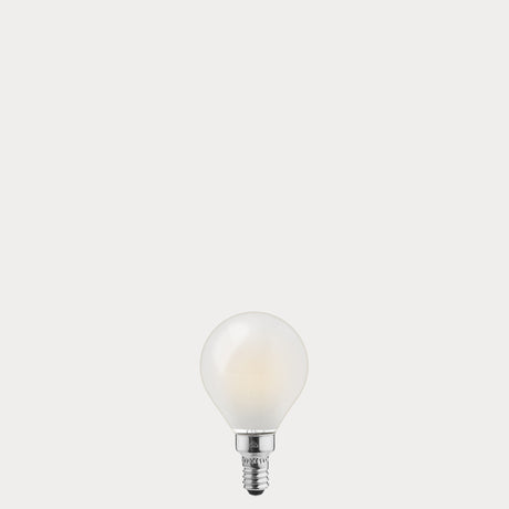 Dulora 4W Fancy Round LED Bulb E12 Frost in Warm White with compact round frosted glass globe