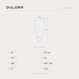 Dulora 4.2W ST64 Edison LED bulb B22 specifications: 470 lumens, 2200K, CRI 97+ R9 69, dimmable, 3-year warranty