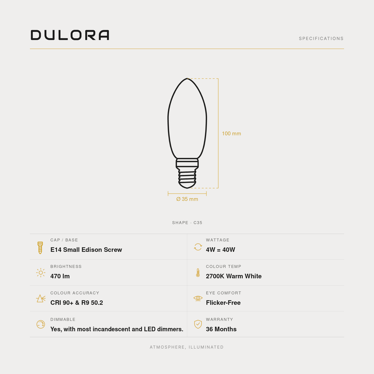 4W Candle LED Bulb E14 Clear in Warm White