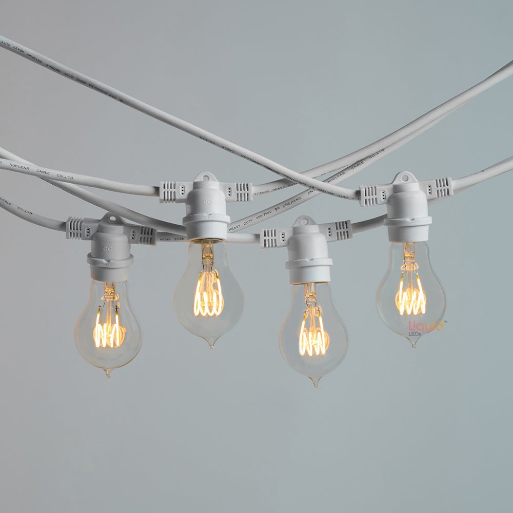 20m White Outdoor Festoon String Lights - LiquidLEDs™ - Festoon String