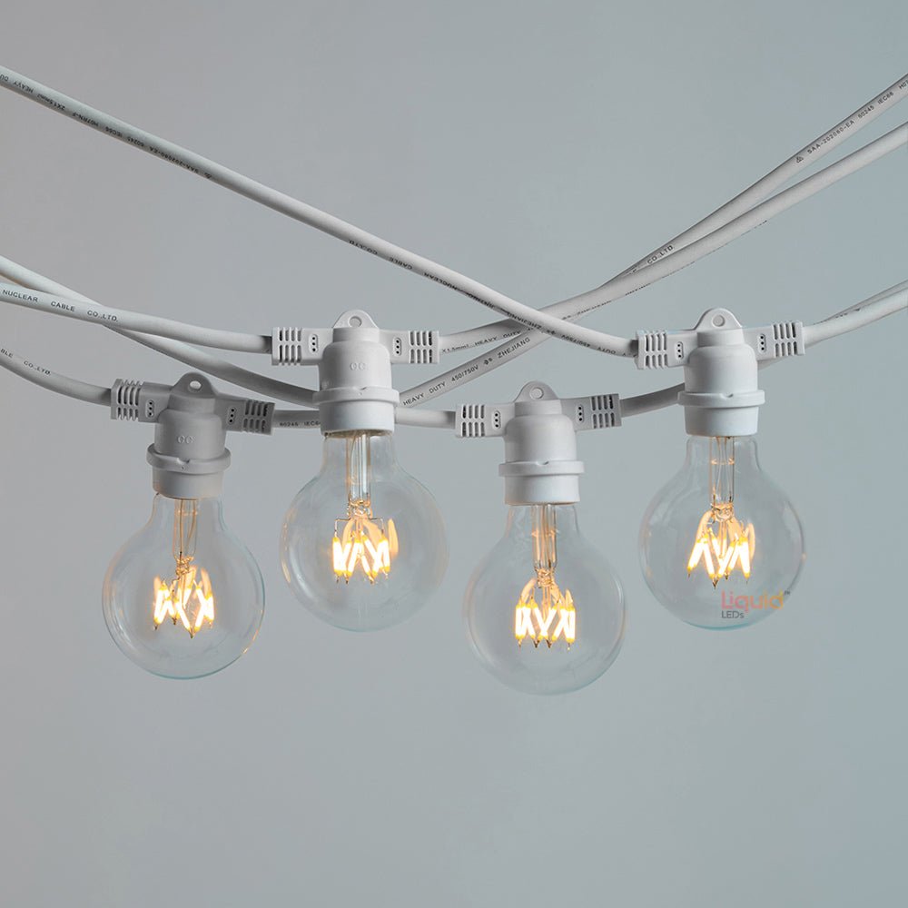 20m White Outdoor Festoon String Lights - LiquidLEDs™ - Festoon String