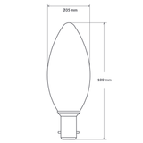 Dulora 4W Candle LED Bulb B15 Clear in Warm White Dimensions